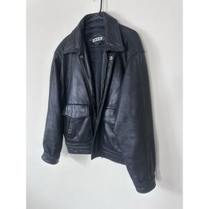 Vintage 100% Leather 40R Motorcycle Jacket Men's Large 80s 90s Cinched Waist